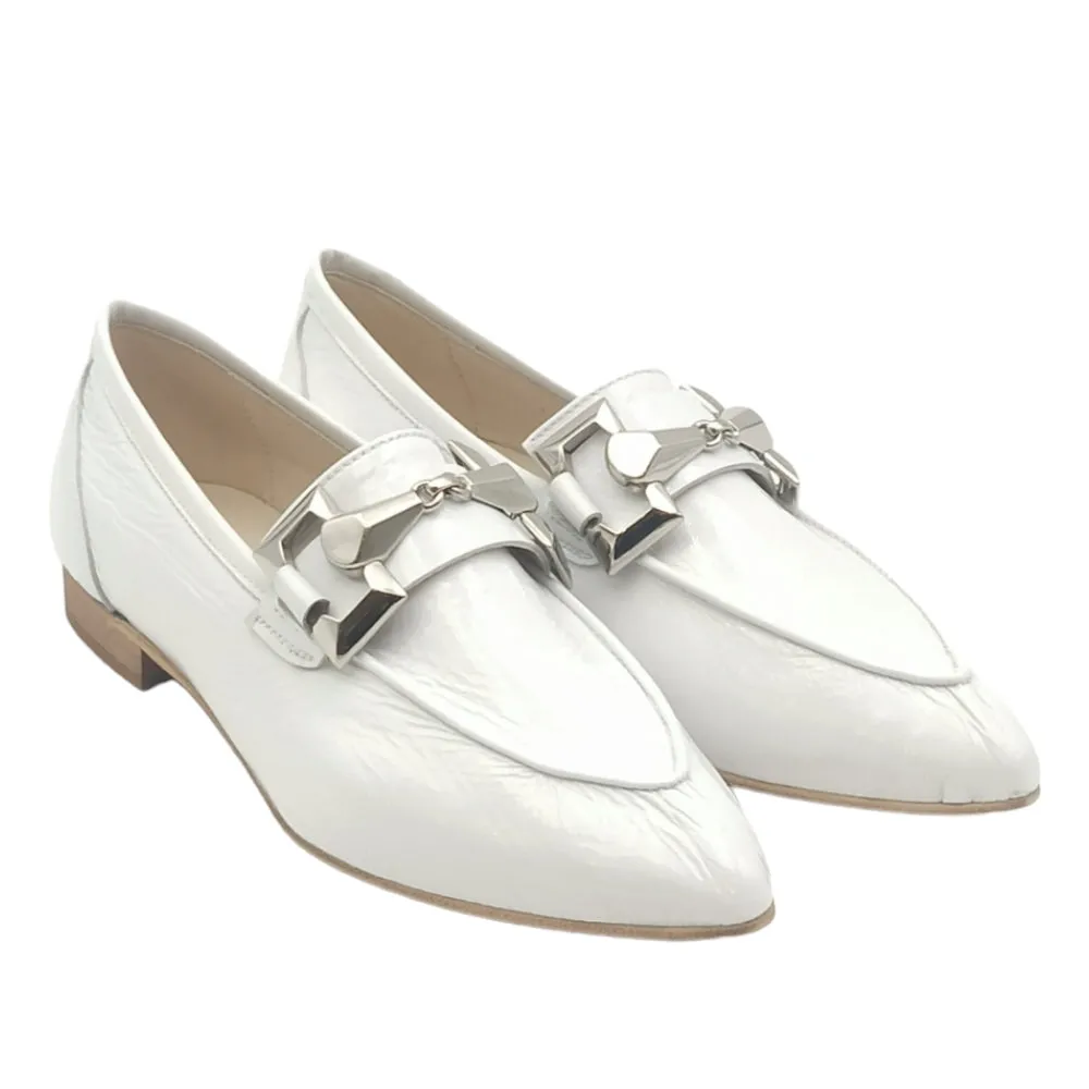 Mocassini Donna in vernice bianca 8507 naplak King of Hearts bianco