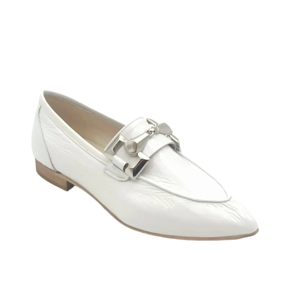 Mocassini Donna in vernice bianca 8507 naplak King of Hearts bianco