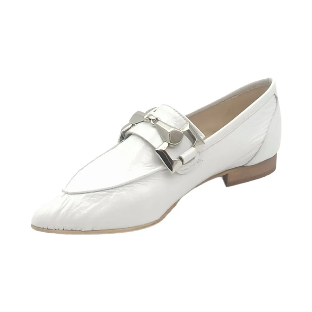 Mocassini Donna in vernice bianca 8507 naplak King of Hearts bianco