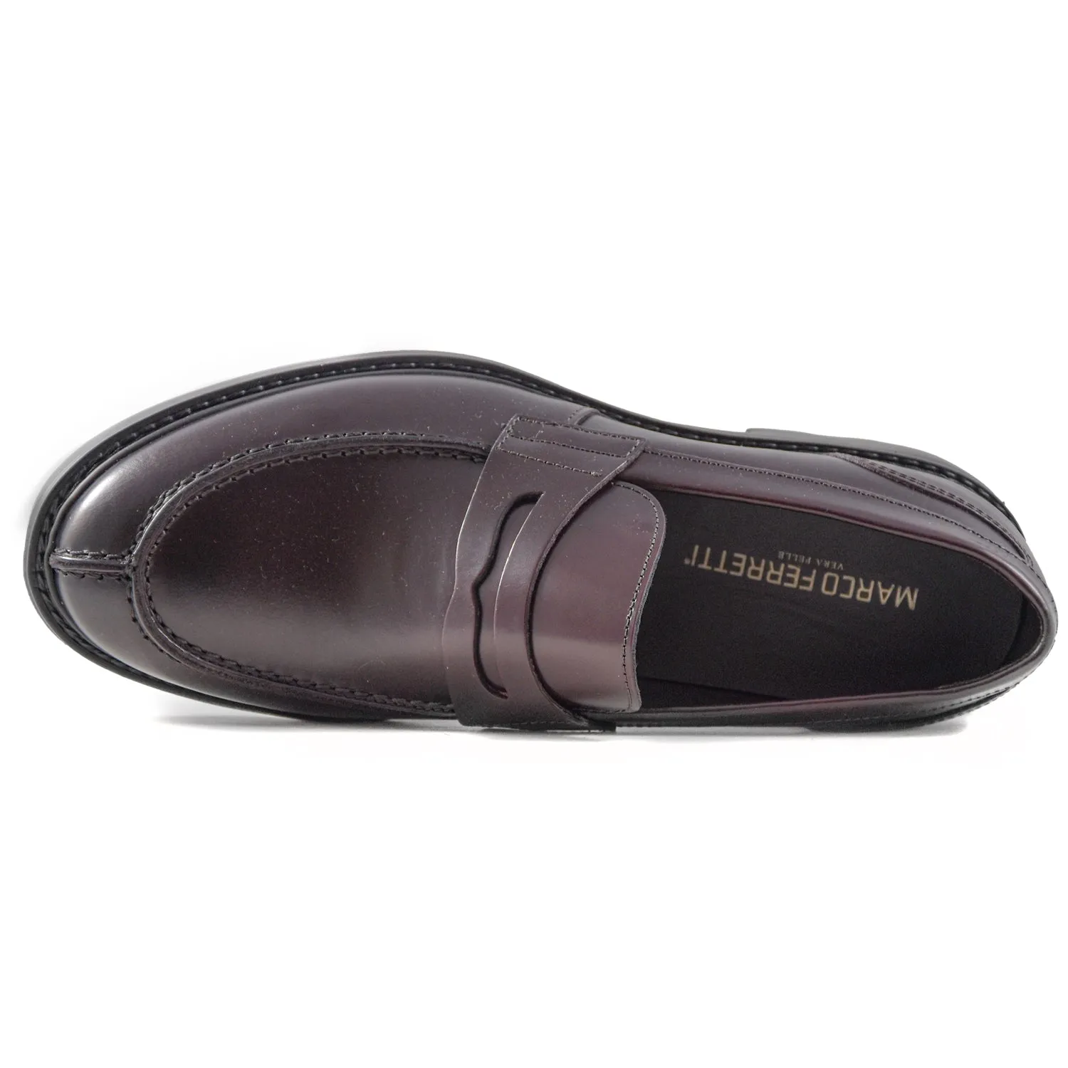 Mocassini Marco Ferretti Uomo Bordeaux Suola Nera Ultraleggera