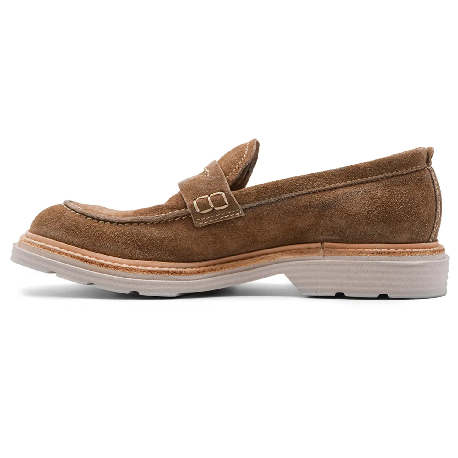 Mocassini Uomo Tortora Hundred 100 Camoscio Morbido Made In Italy