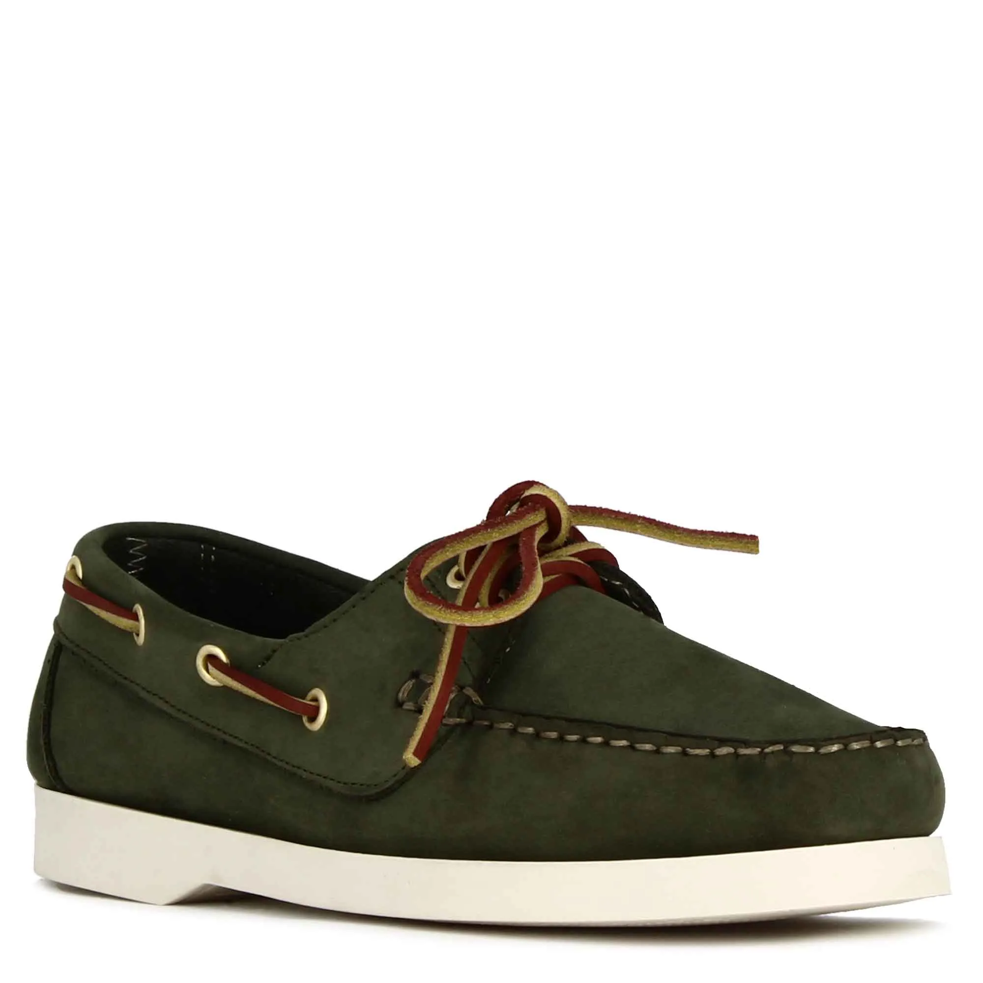 Mocassino da barca da donna in camoscio colore verde