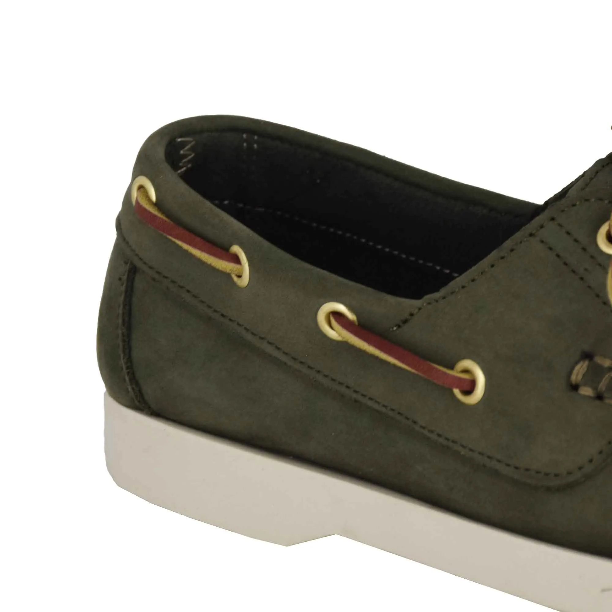Mocassino da barca da donna in camoscio colore verde