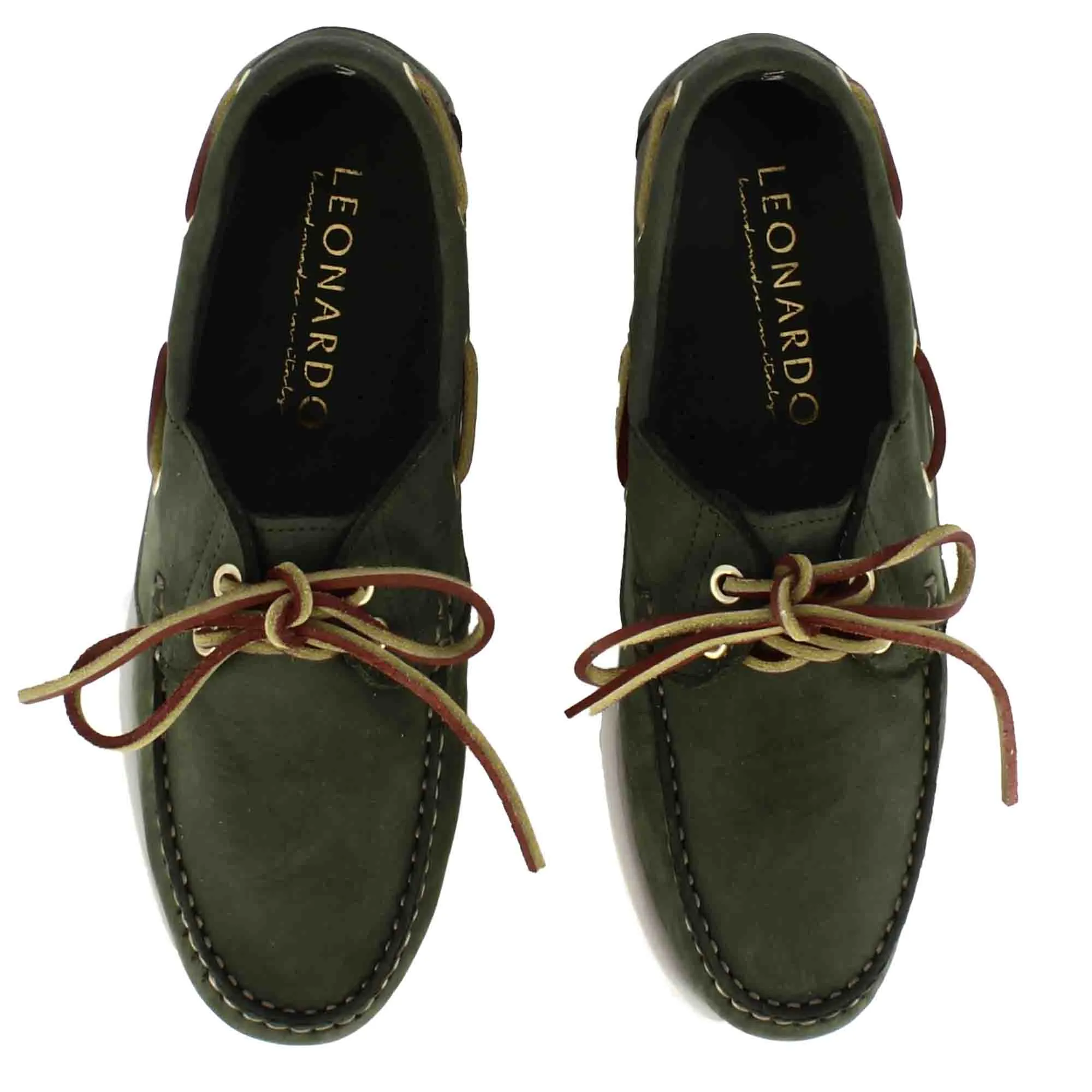 Mocassino da barca da donna in camoscio colore verde