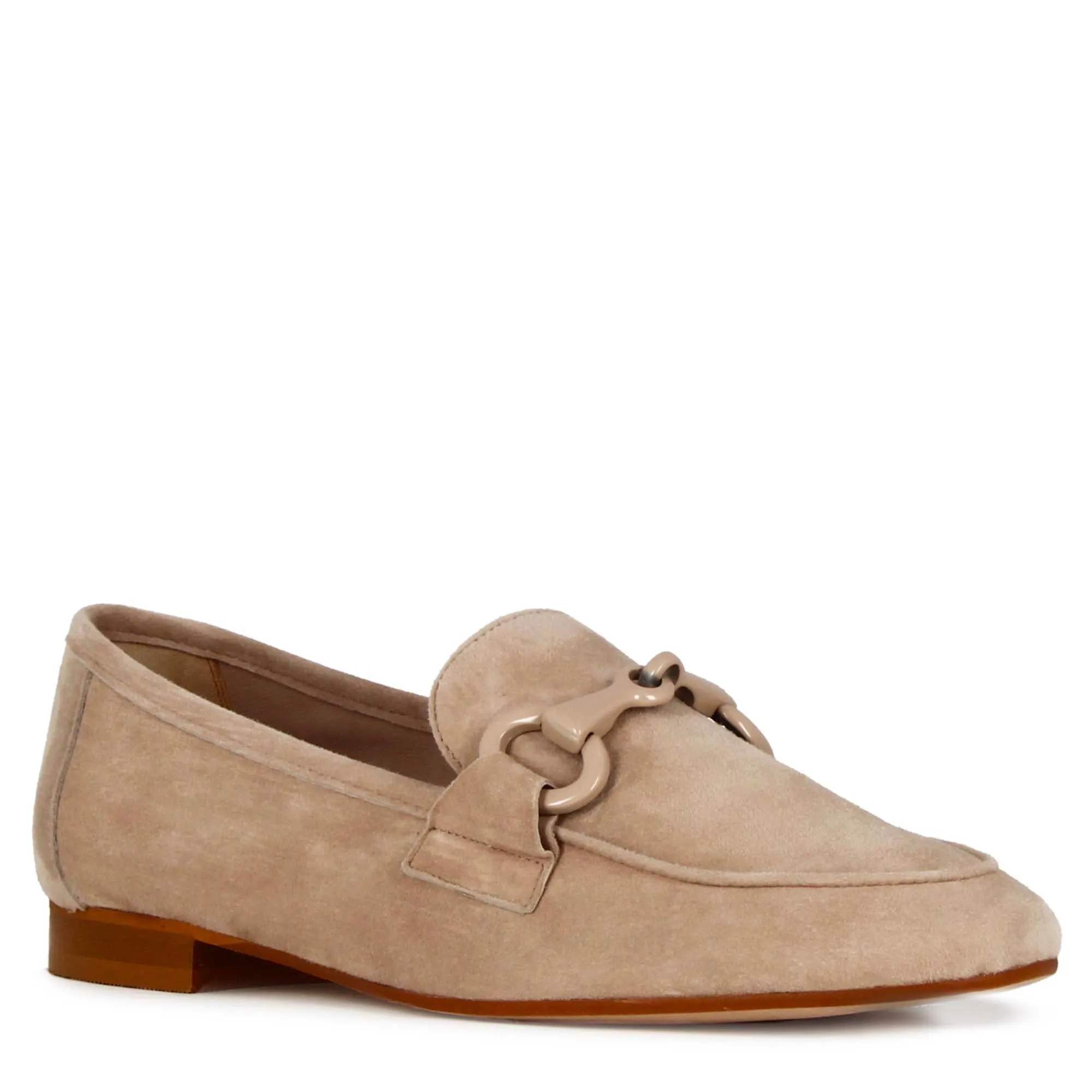 Mocassino da donna in pelle scamosciata con morsetto colore beige