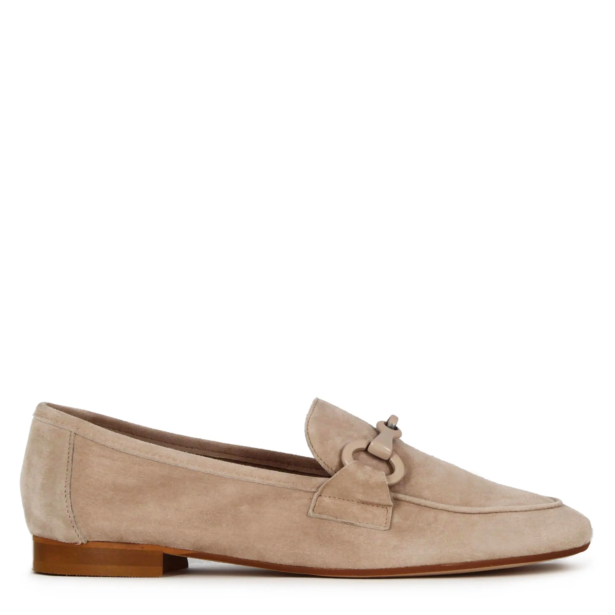 Mocassino da donna in pelle scamosciata con morsetto colore beige