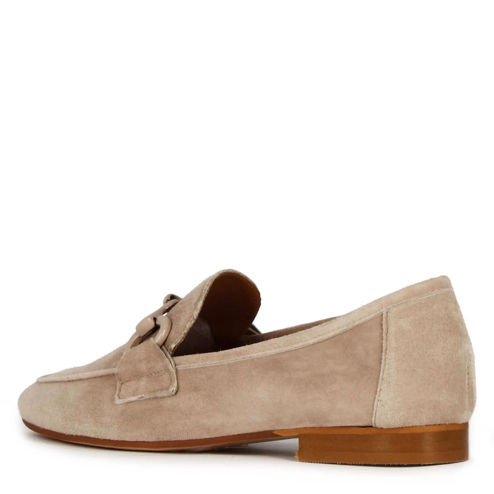 Mocassino da donna in pelle scamosciata con morsetto colore beige