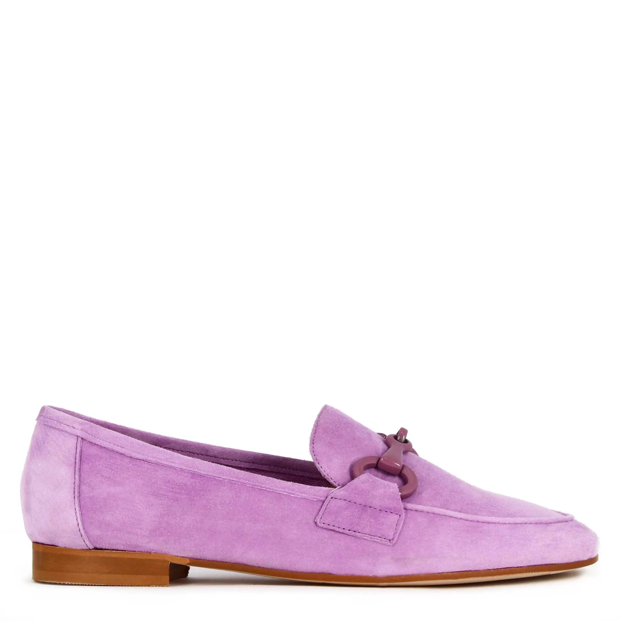 Mocassino da donna in pelle scamosciata con morsetto colore viola