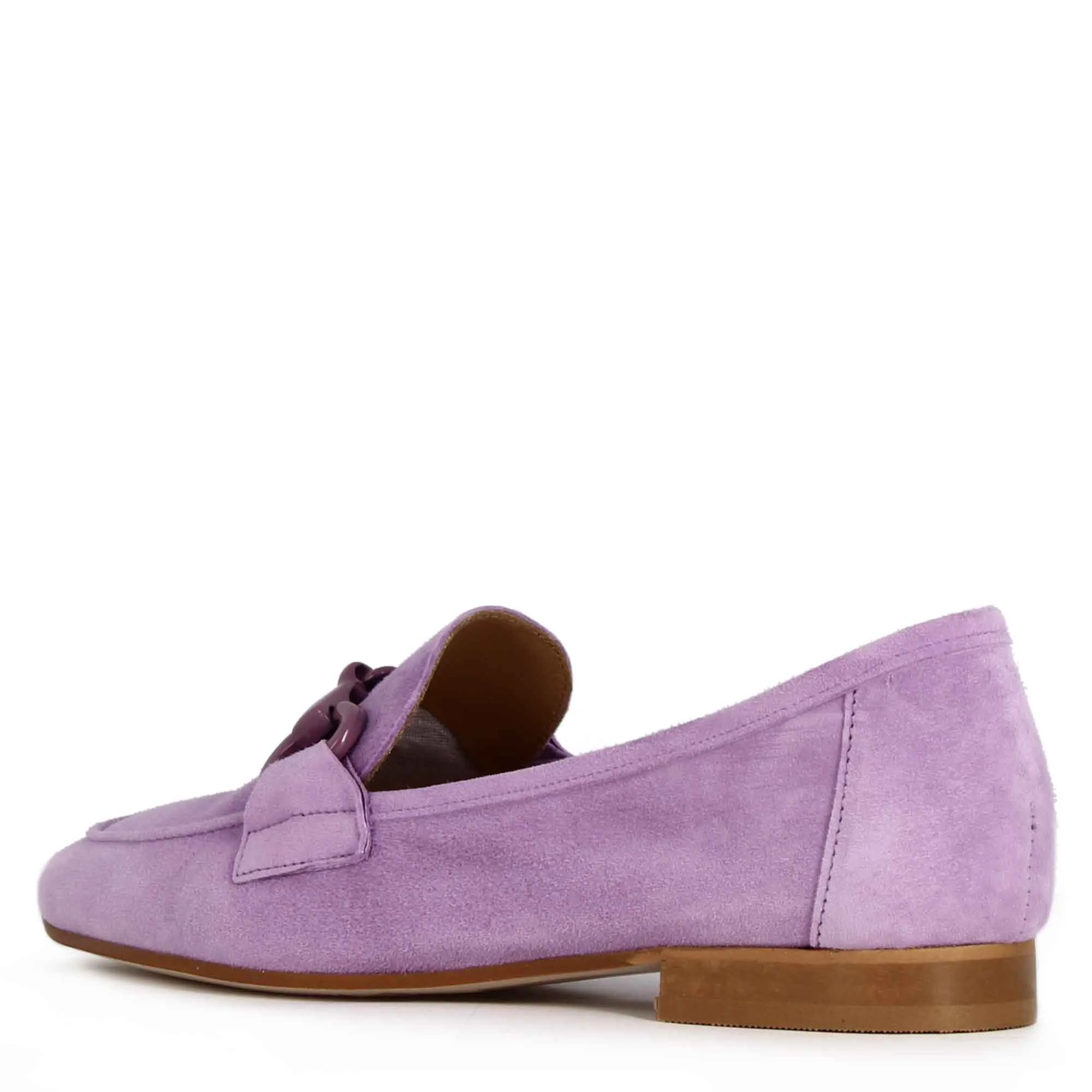 Mocassino da donna in pelle scamosciata con morsetto colore viola