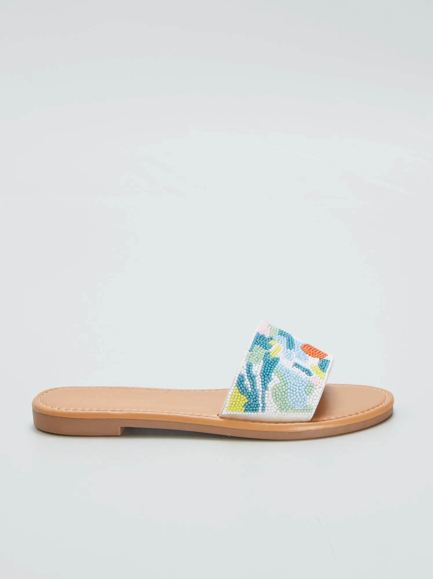 Mules basse con cinturino con perle - BIANCO