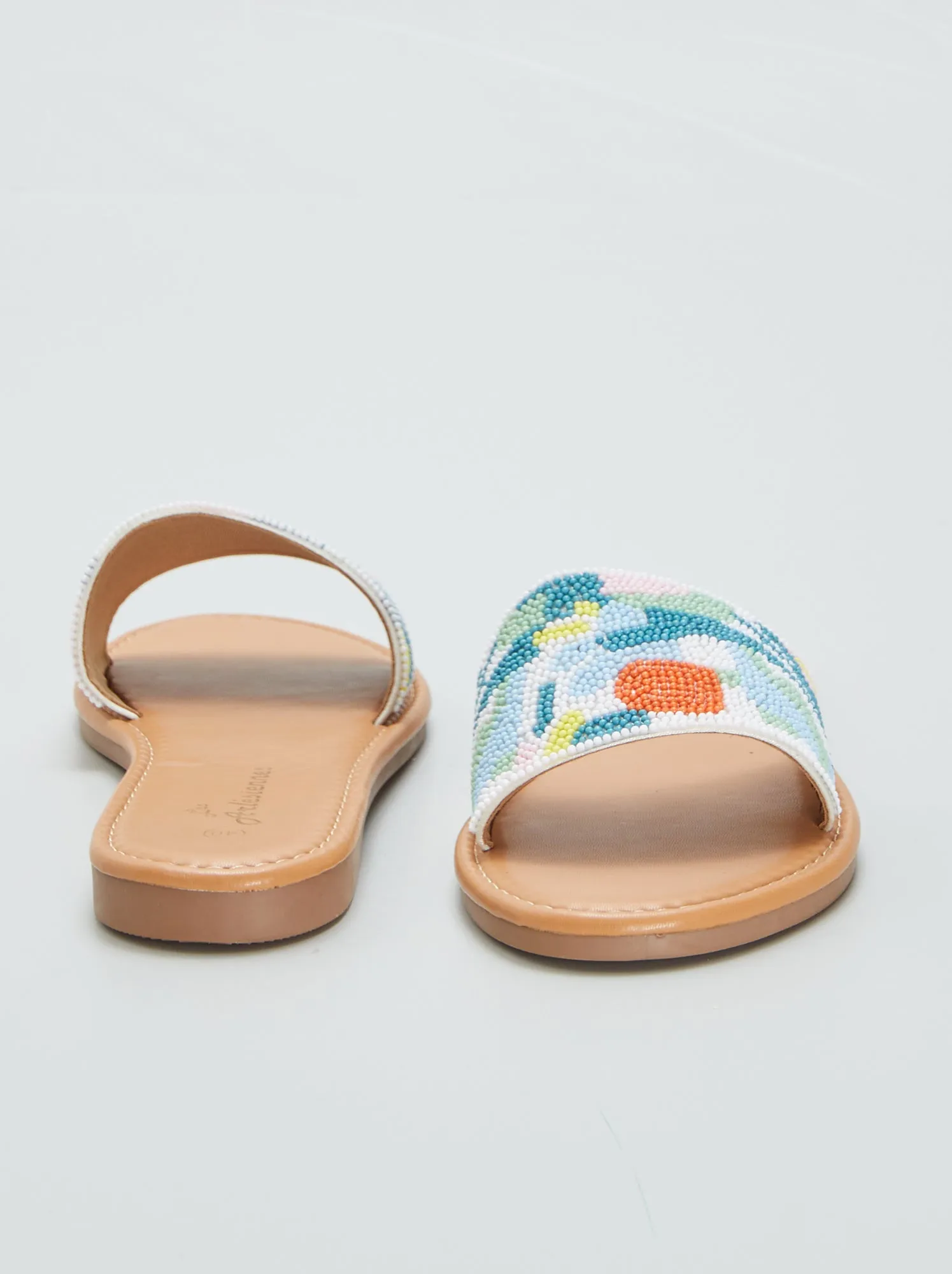 Mules basse con cinturino con perle - BIANCO