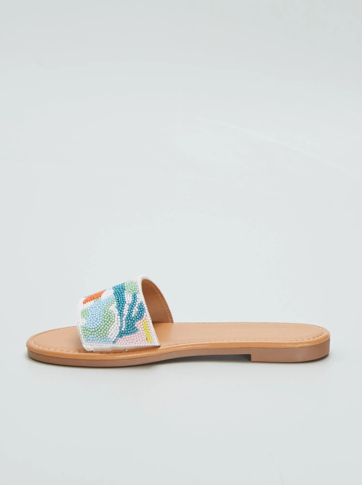 Mules basse con cinturino con perle - BIANCO