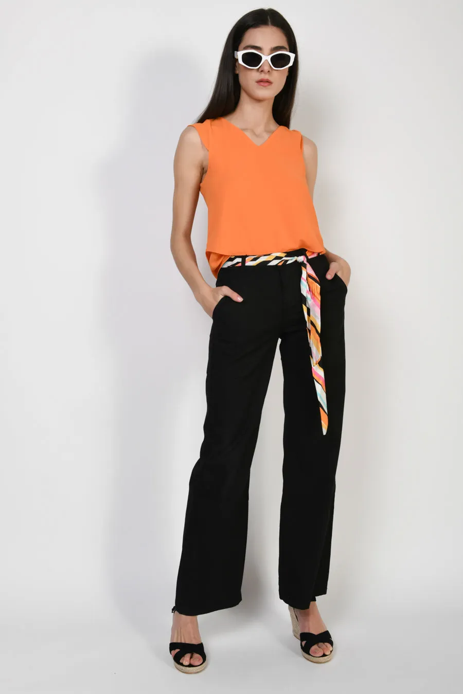 Nuna Lie  ---------    ------------ Pantaloni cintina stampa riga - Nero