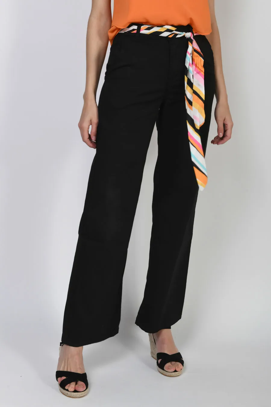 Nuna Lie  ---------    ------------ Pantaloni cintina stampa riga - Nero