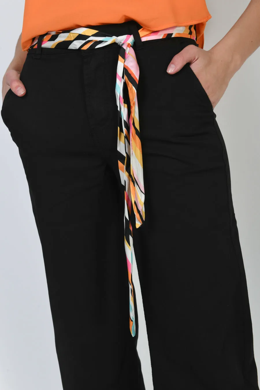 Nuna Lie  ---------    ------------ Pantaloni cintina stampa riga - Nero