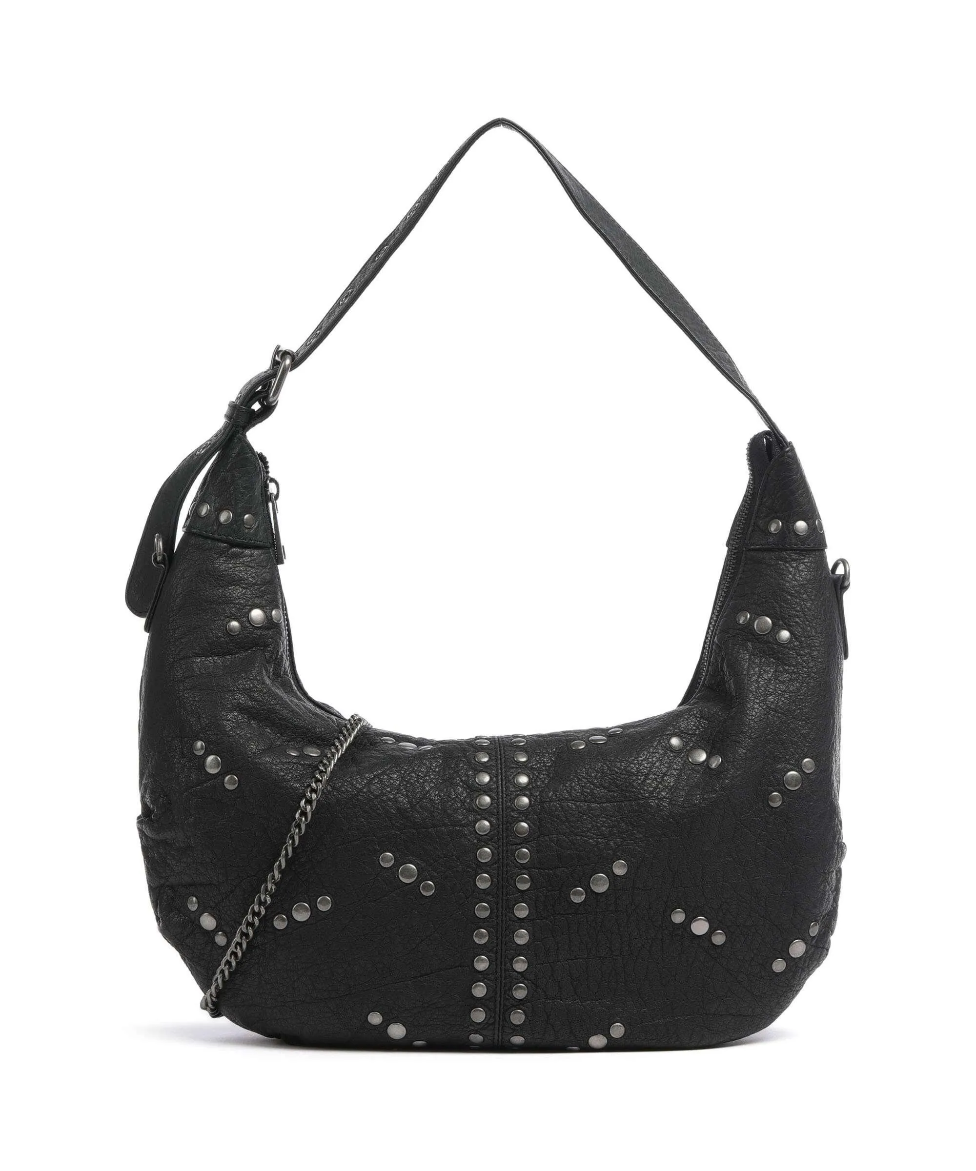  Núnoo River Washed Dagmar Borsa hobo pelle di vitello grana nero  