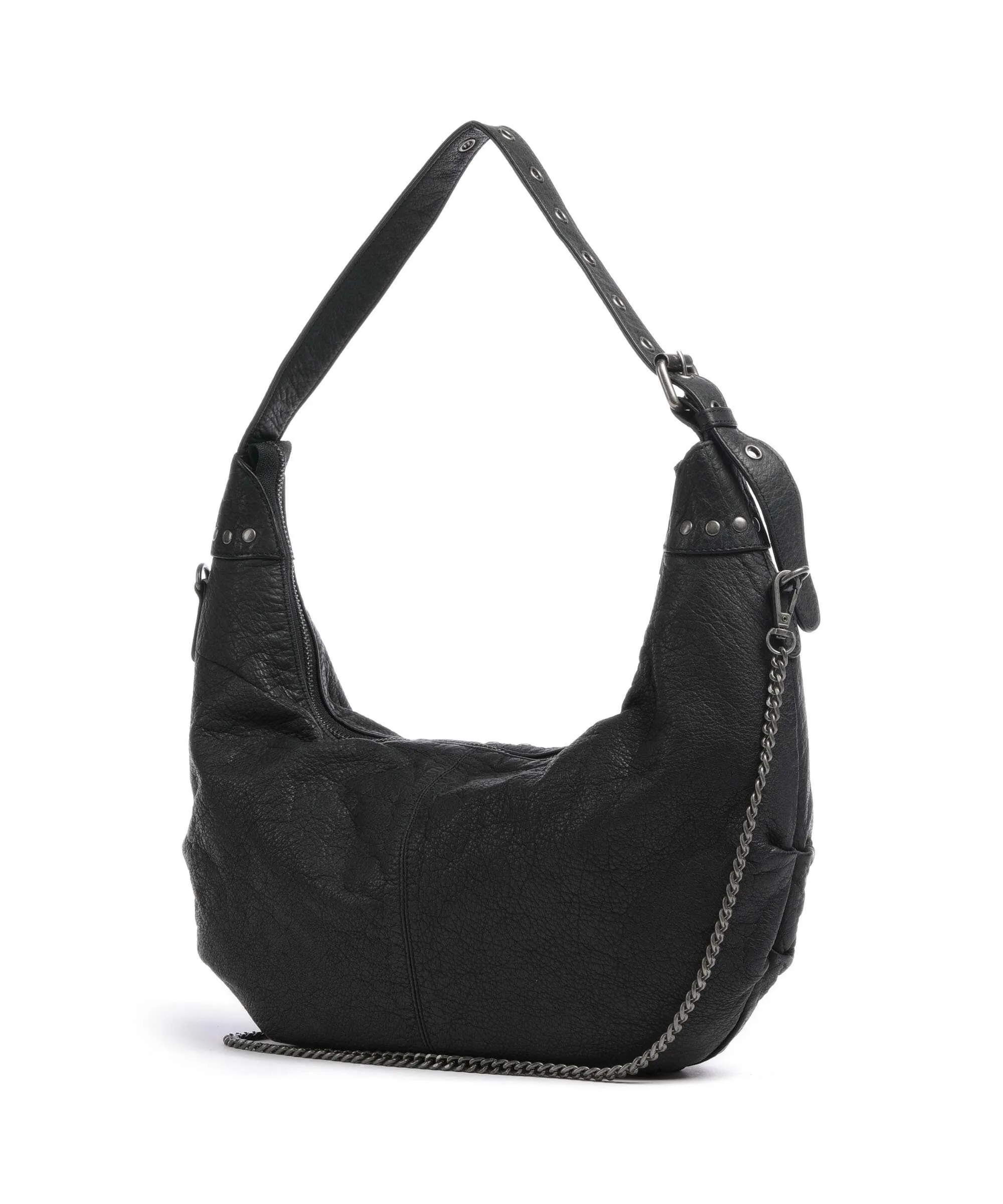  Núnoo River Washed Dagmar Borsa hobo pelle di vitello grana nero  