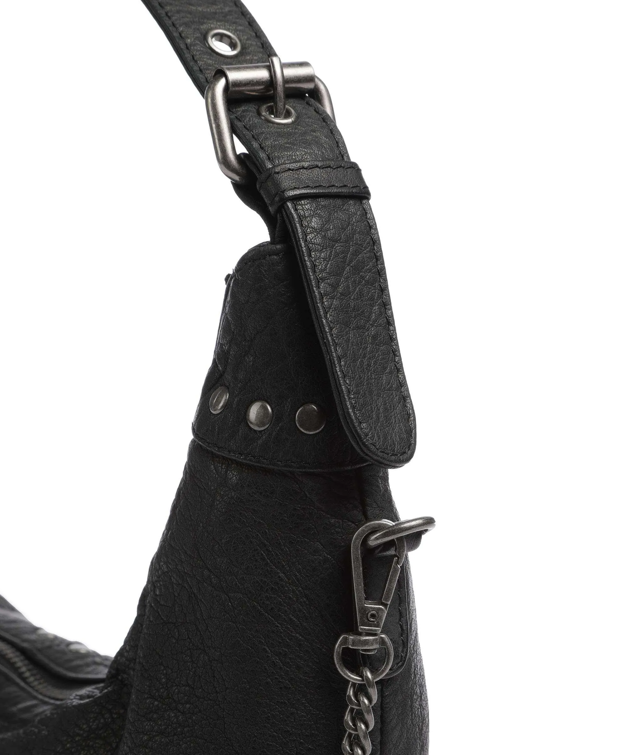  Núnoo River Washed Dagmar Borsa hobo pelle di vitello grana nero  