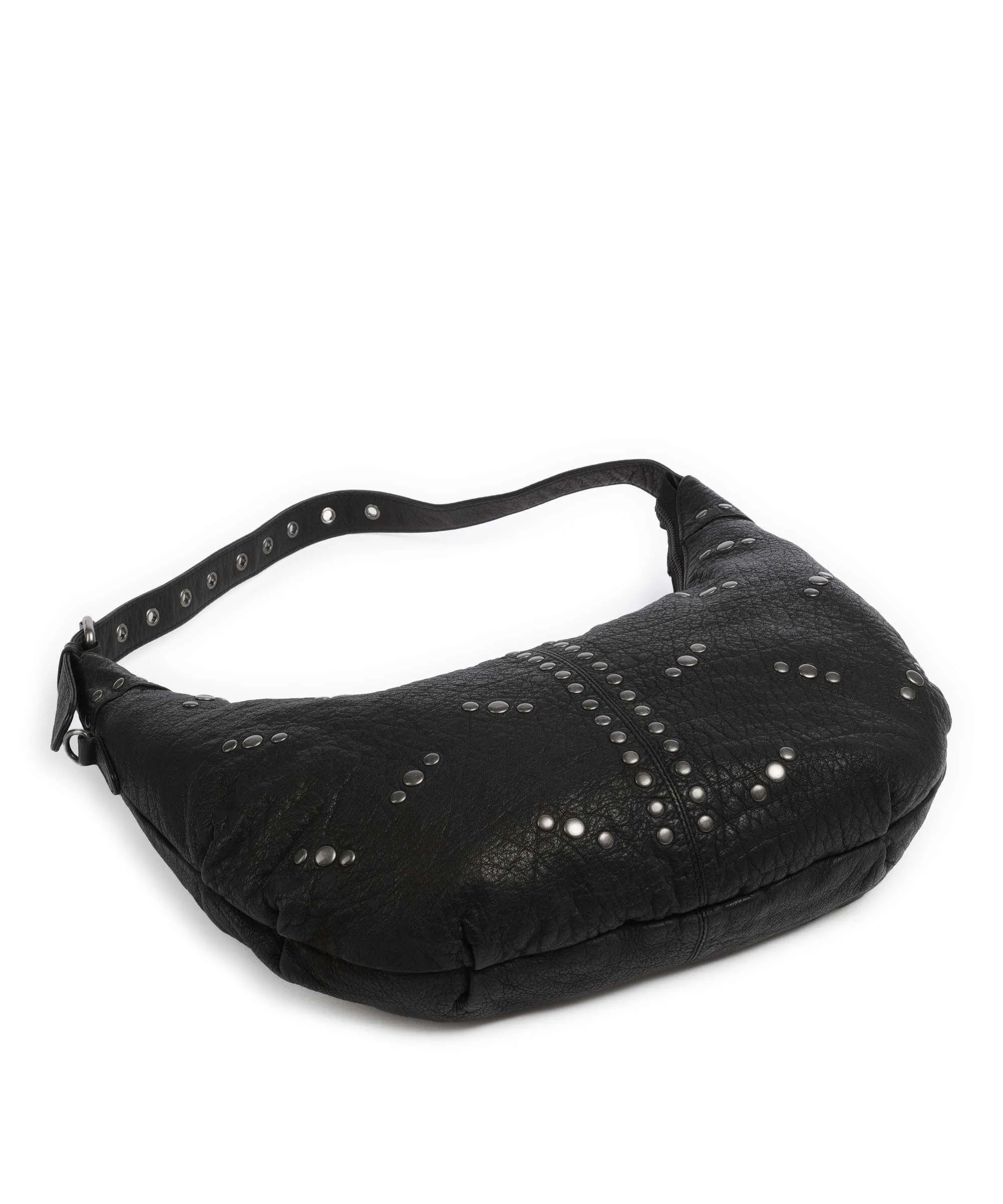  Núnoo River Washed Dagmar Borsa hobo pelle di vitello grana nero  