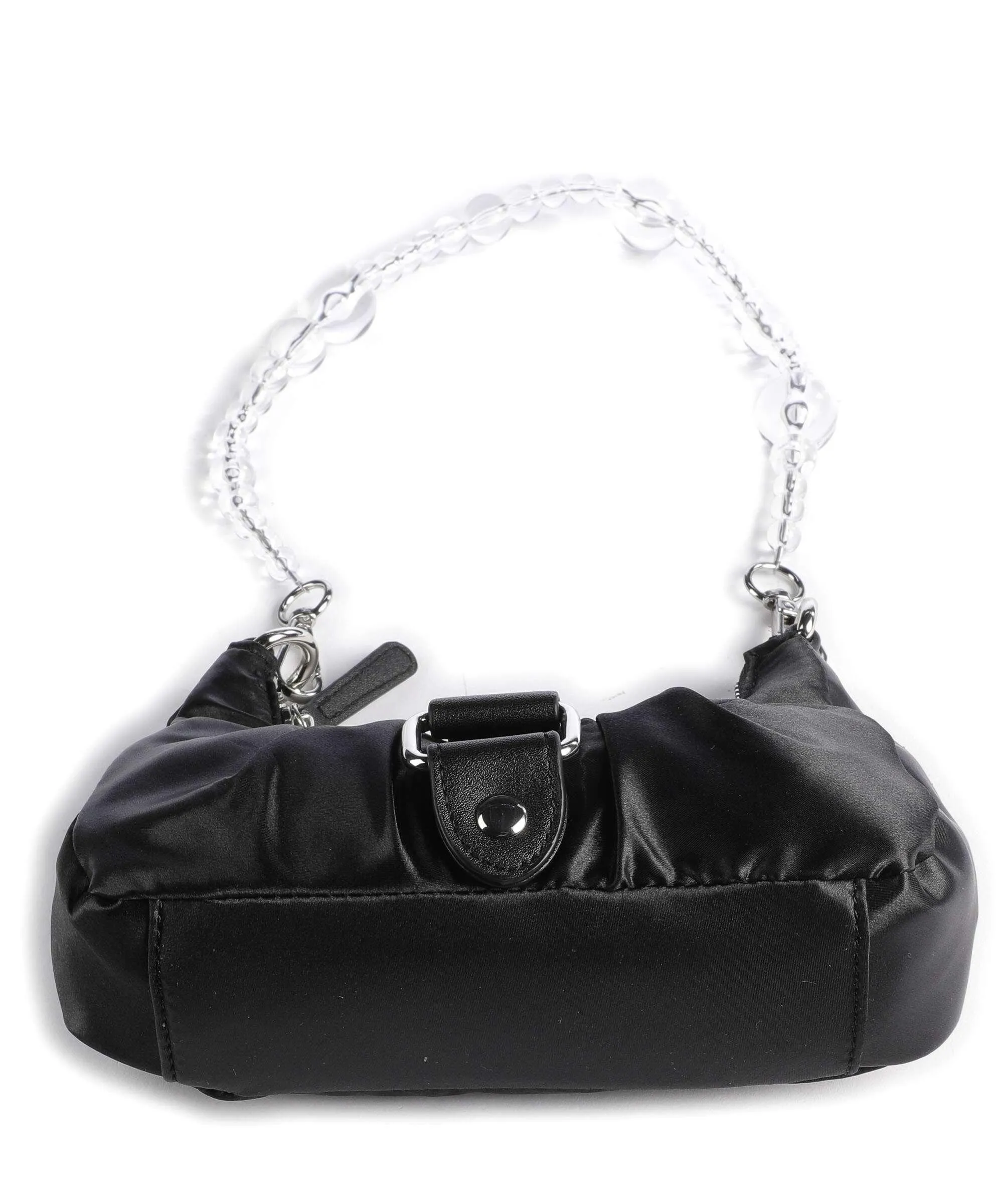  Núnoo Satin Flora Borsa a spalla tissu nero  
