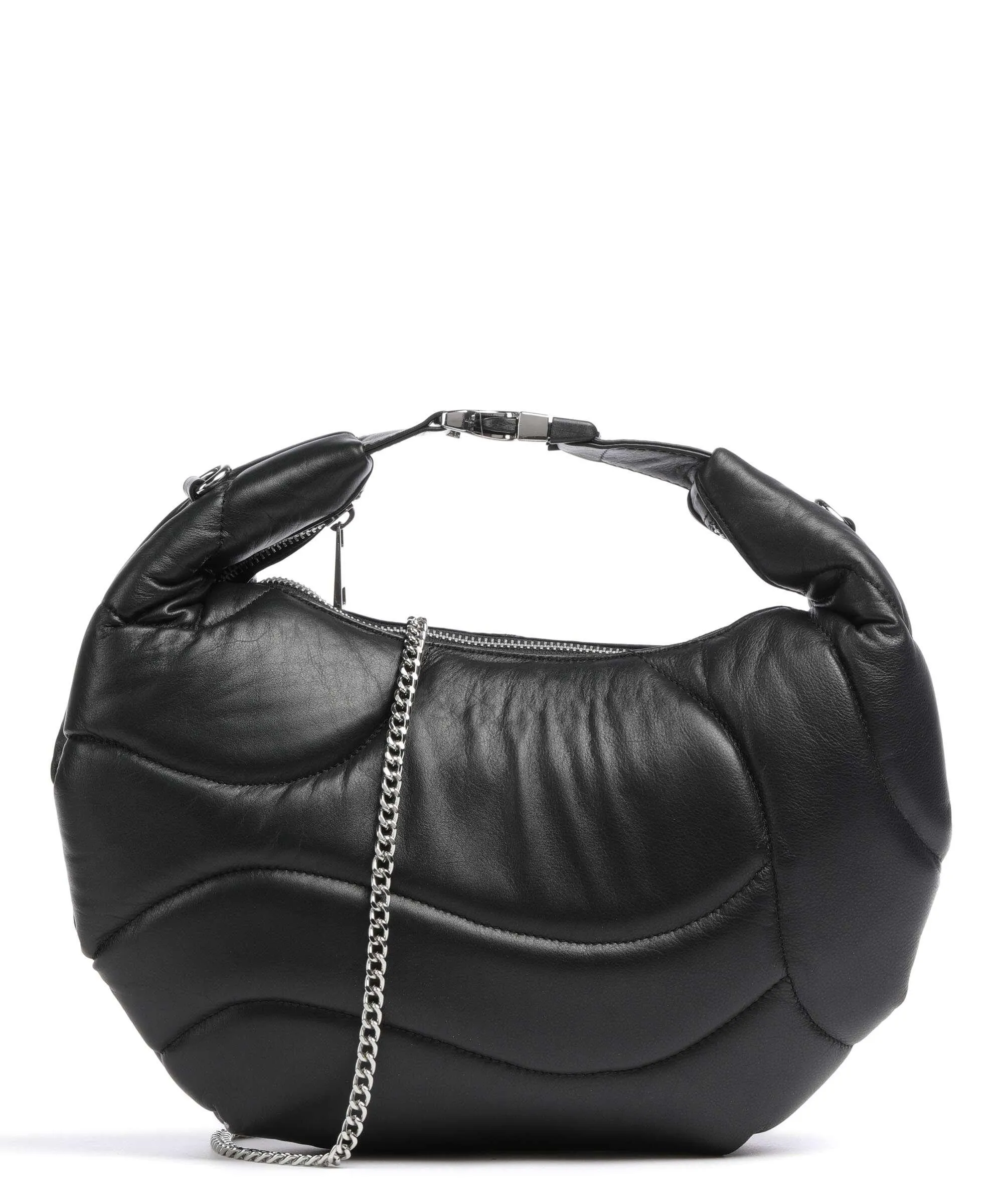  Núnoo Silky Dagmar Borsa hobo pelle a grana fine nero  