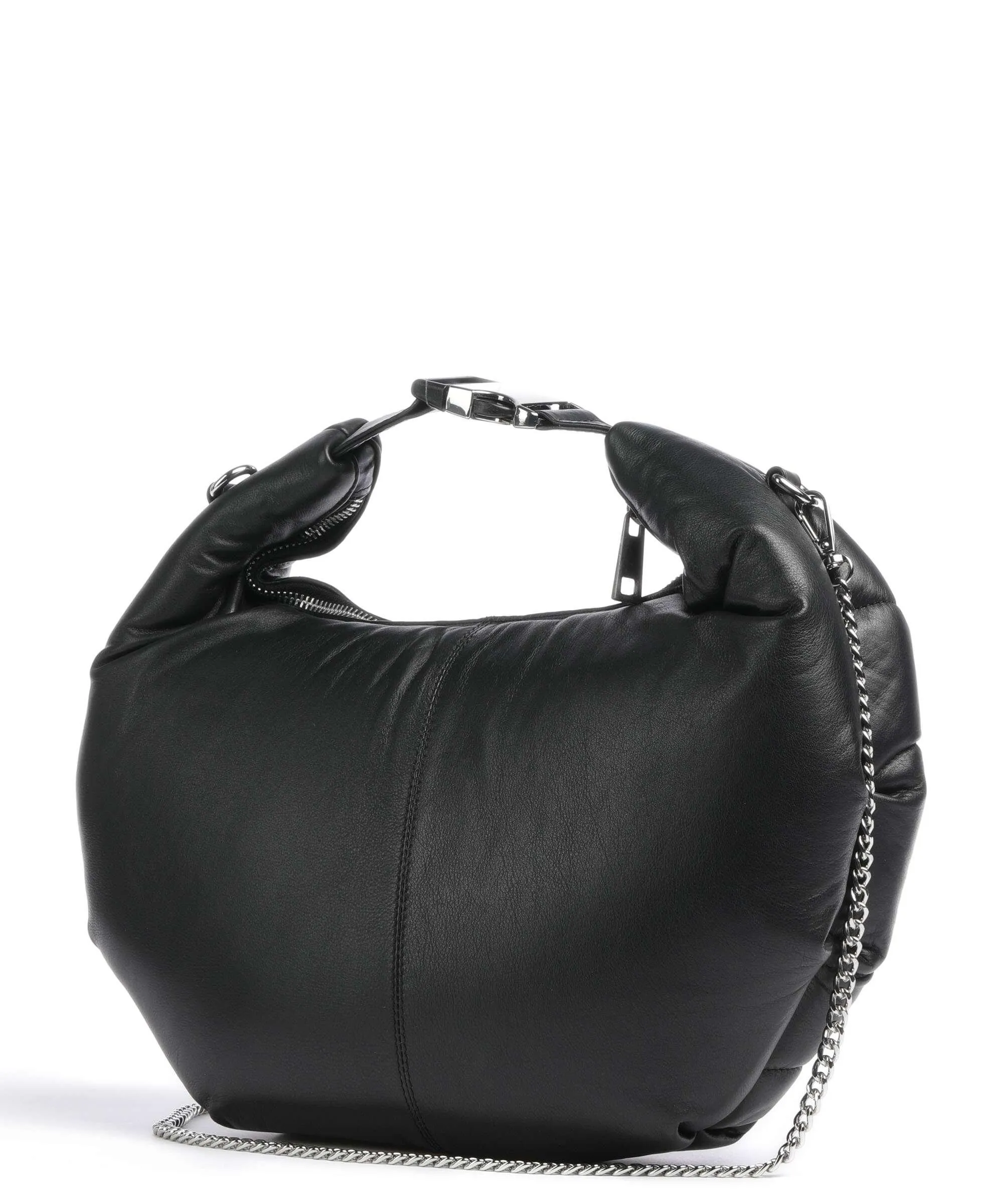  Núnoo Silky Dagmar Borsa hobo pelle a grana fine nero  