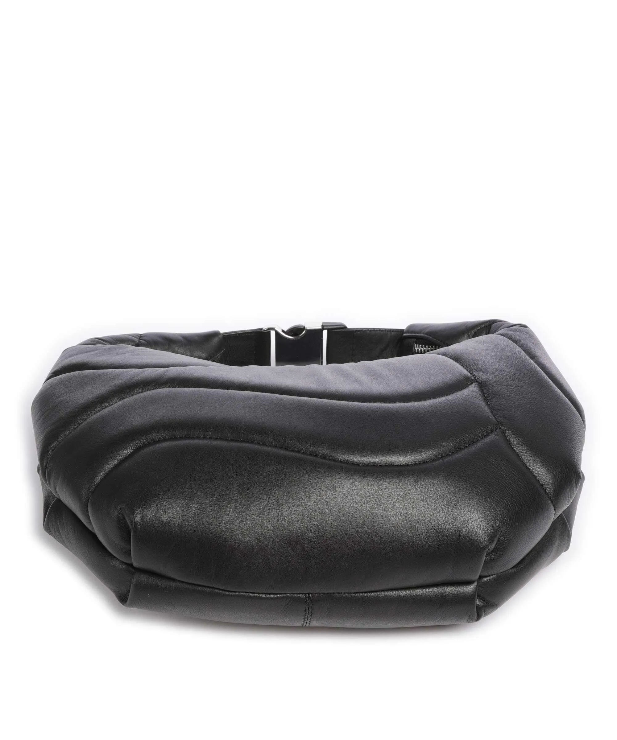  Núnoo Silky Dagmar Borsa hobo pelle a grana fine nero  