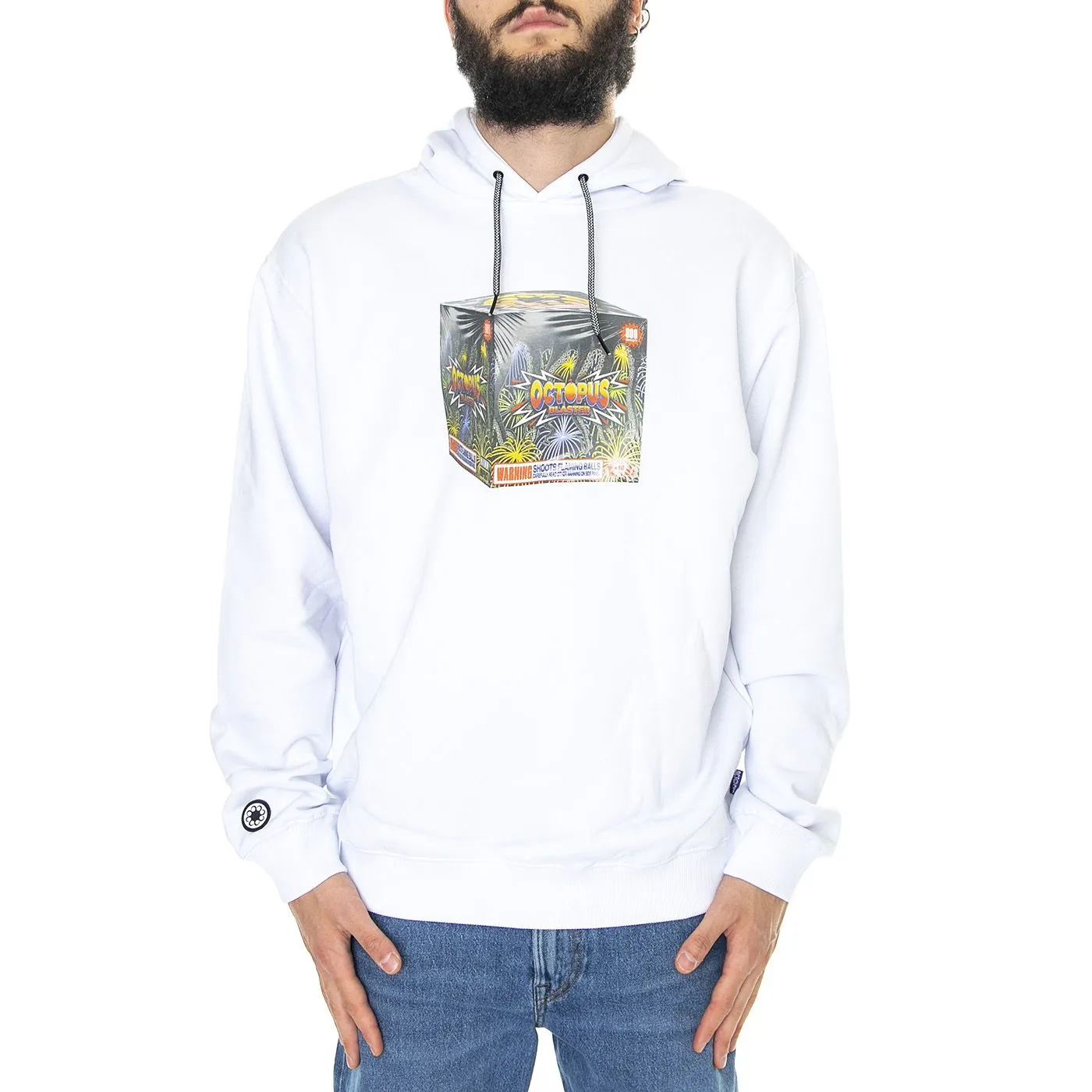 Octopus Blaster Hoodie White - Felpa con Cappuccio Uomo Bianca    