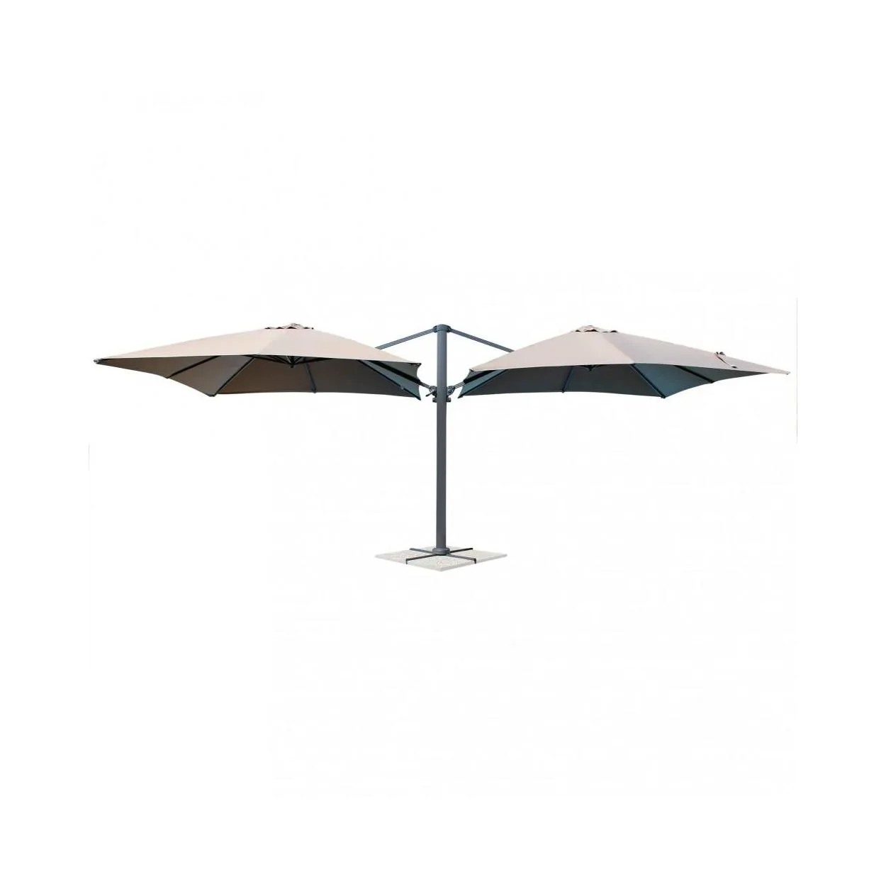 OMBRELLONE DOPPIO 3 X 3 ARCHIMEDE ANTRACITE TELO TAUPE - TAUPE