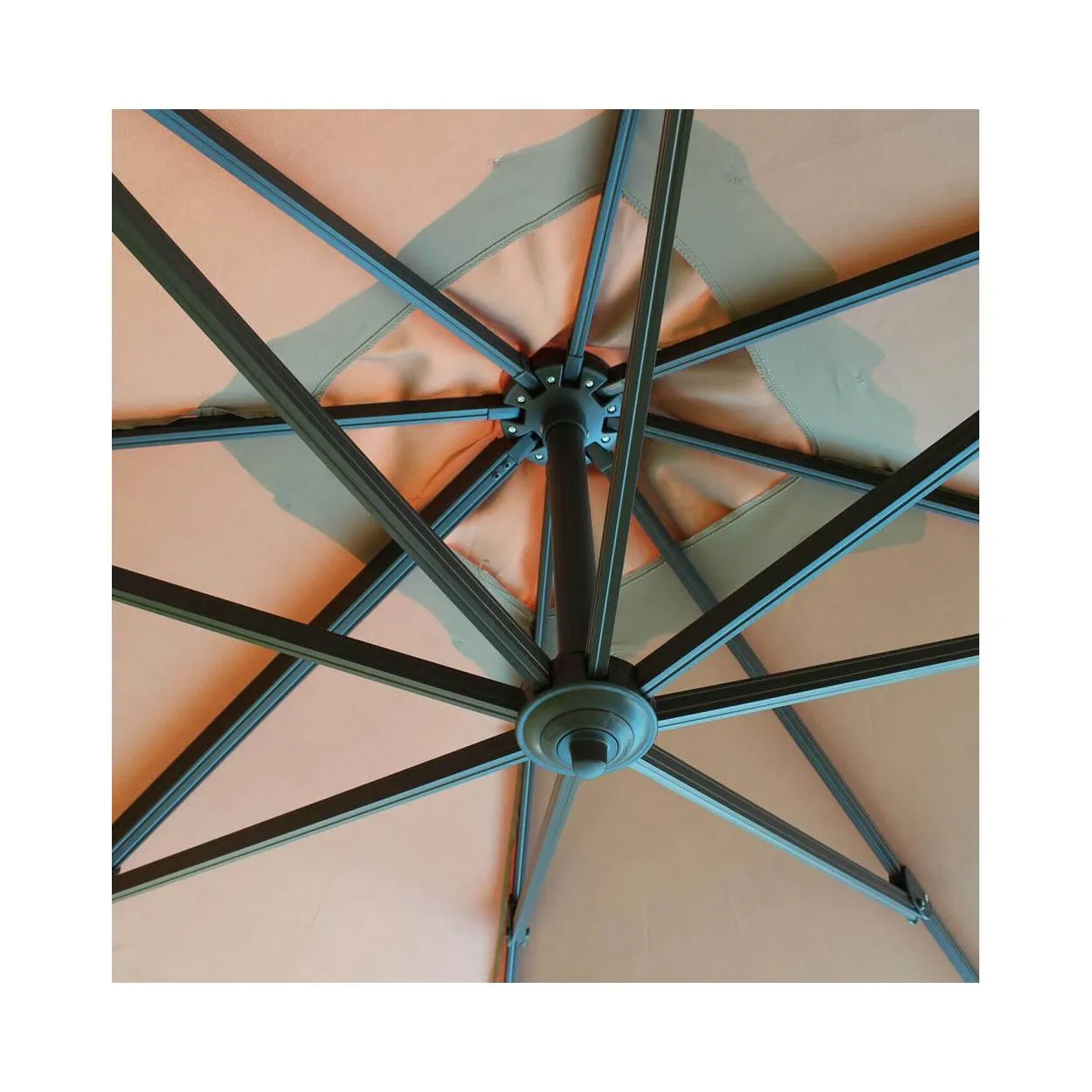 OMBRELLONE DOPPIO 3 X 3 ARCHIMEDE ANTRACITE TELO TAUPE - TAUPE