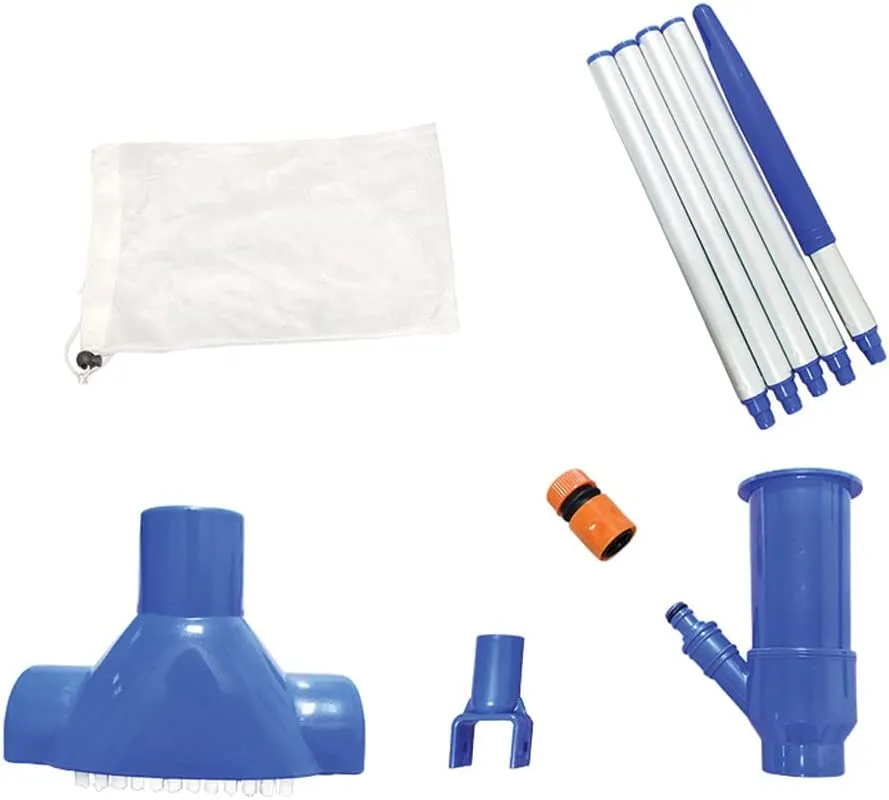 Opengardenweb Aspiratore Piscina Fuori Terra da 135 cm - Aspirafango Manuale Portatile con Effetto Venturi Senza Batteria - Puli