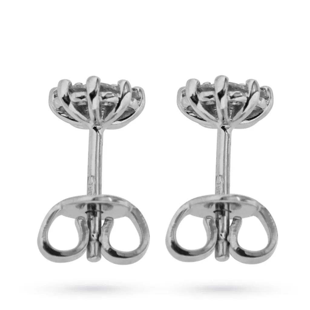 Orecchini in oro bianco con rubino centrale 0,23ct e diamanti 0,20ct