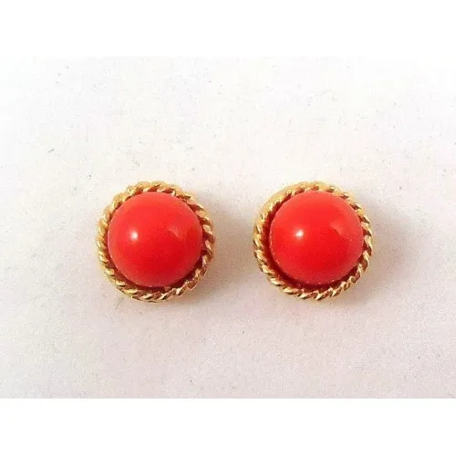 ORECCHINI IN ORO GIALLO 18KT CON CORALLO