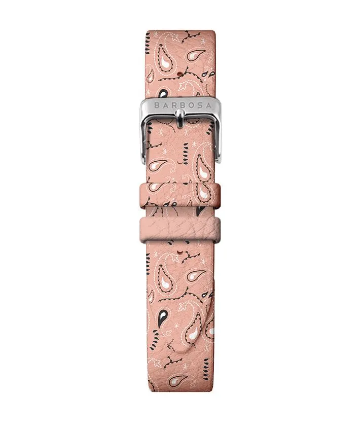 OROLOGIO DONNA BIANCO dm. 28 PELLE STAMPA BANDANA ROSA