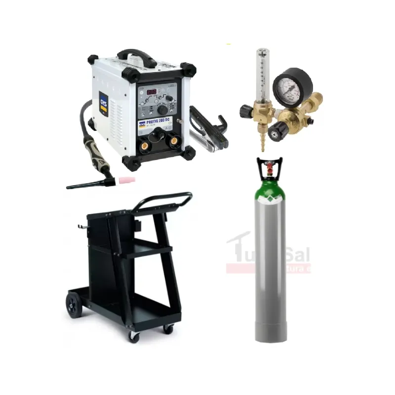 PACK Protig 200 DC + bombola 14L Argon + riduttore con flussometro + carrello