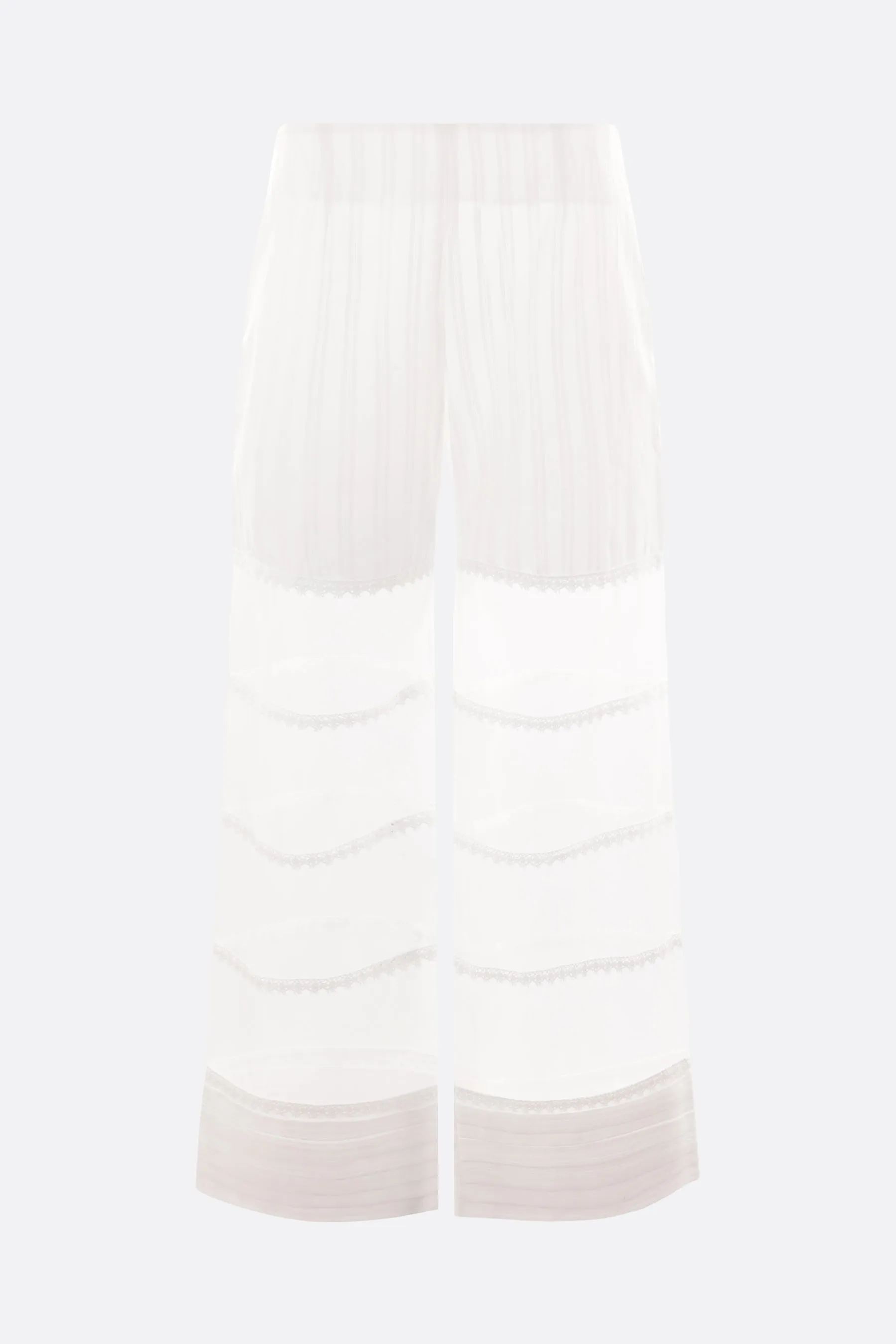  pantalone a gamba ampia in cotone e organza  