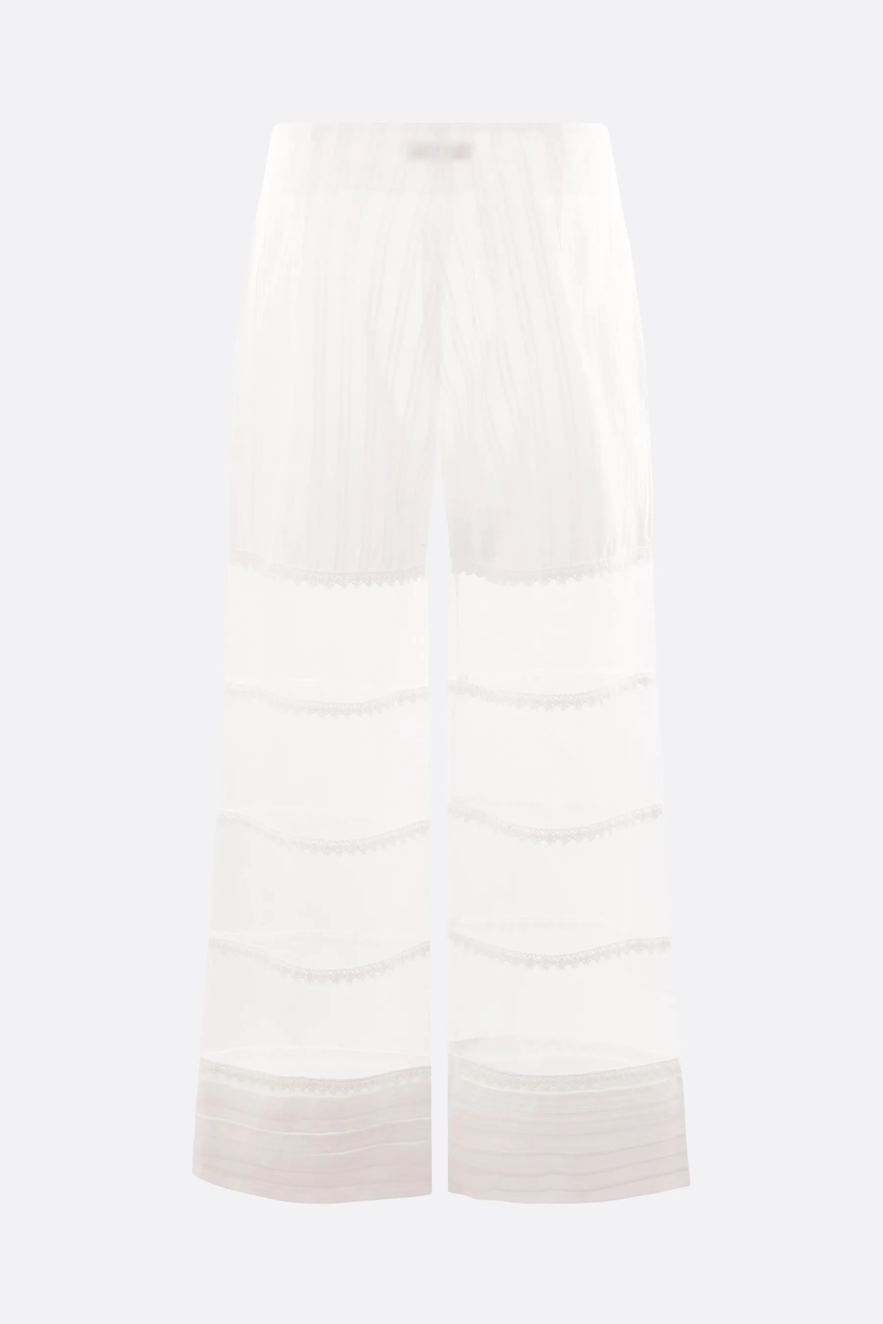  pantalone a gamba ampia in cotone e organza  