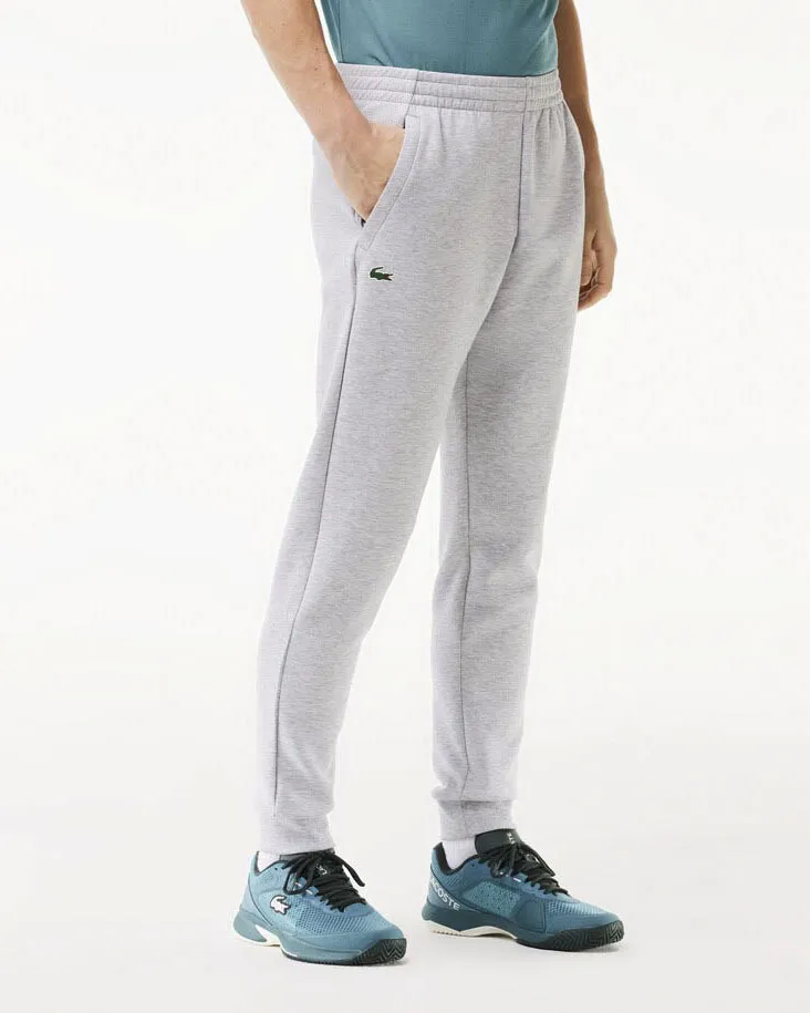 Pantalone grigio in interlock di cotone con inserto in mesh