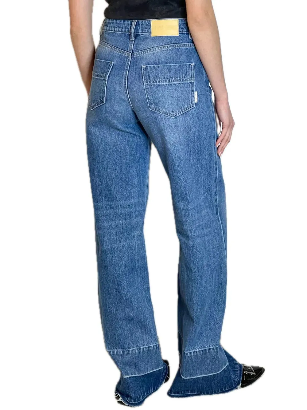 Pantalone Wide Leg Risvolto Bicolor - Denim