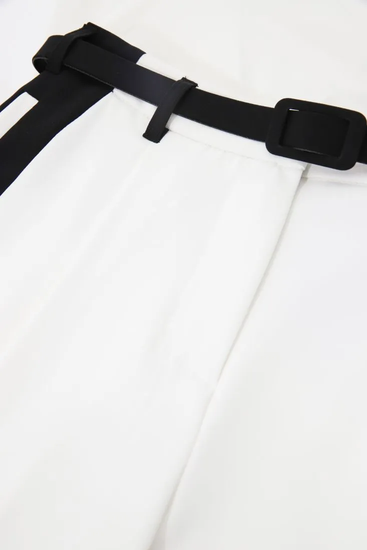 Pantaloni a palazzo con cintura e bande a contrasto