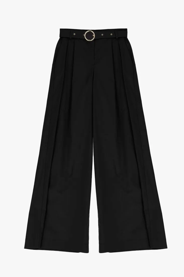 Pantaloni a palazzo monocolour con pinces e cintura