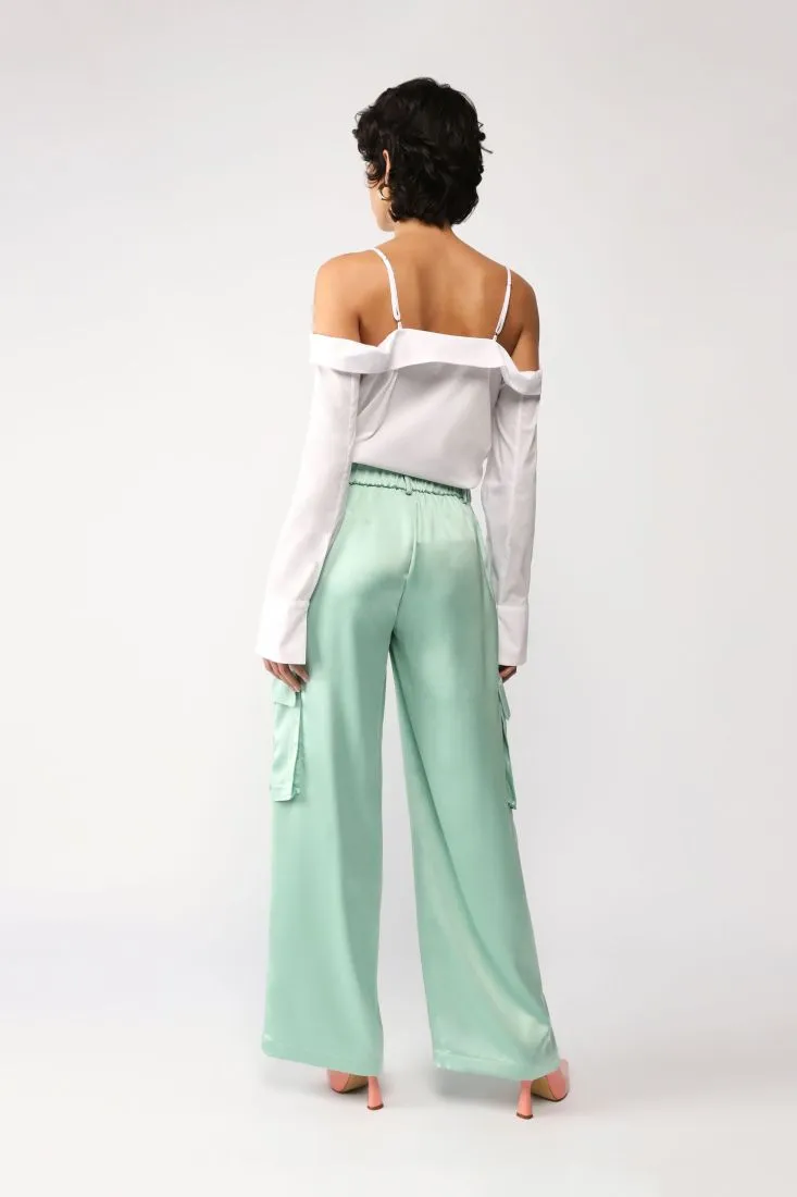 Pantaloni a palazzo monocolour con tasche laterali