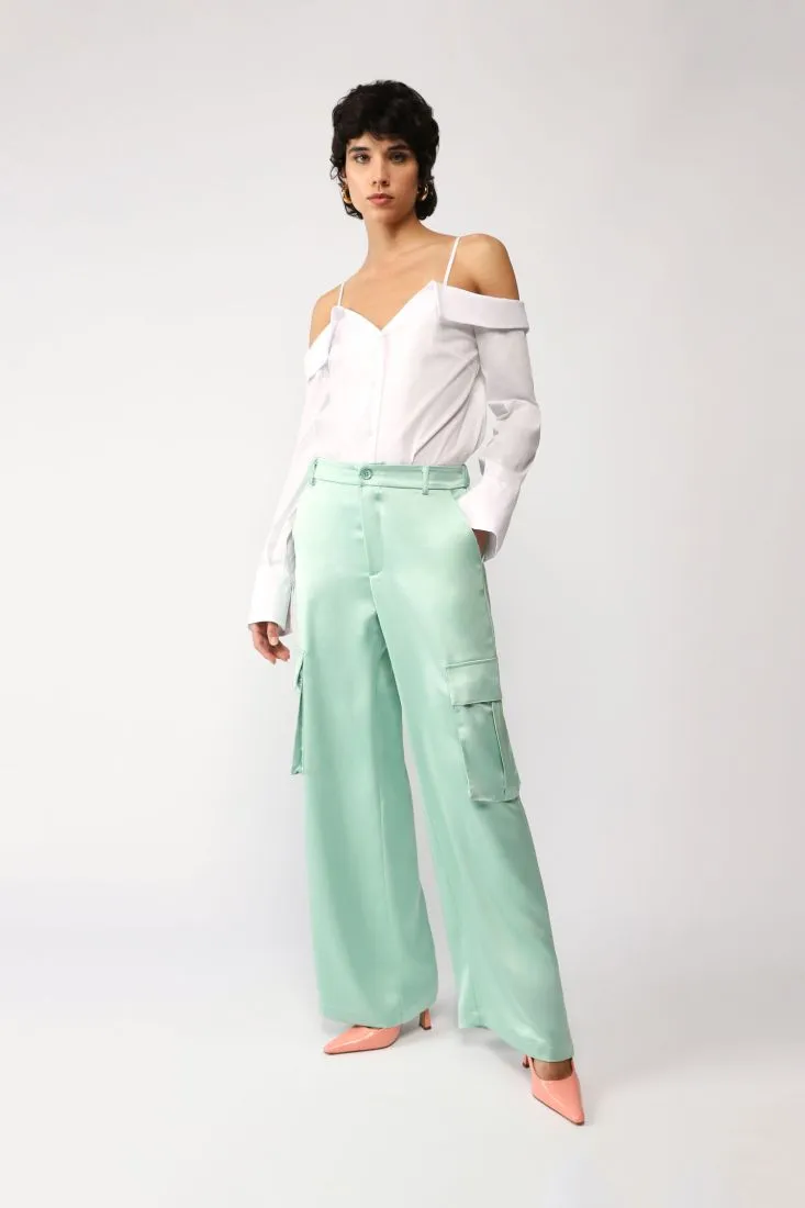 Pantaloni a palazzo monocolour con tasche laterali