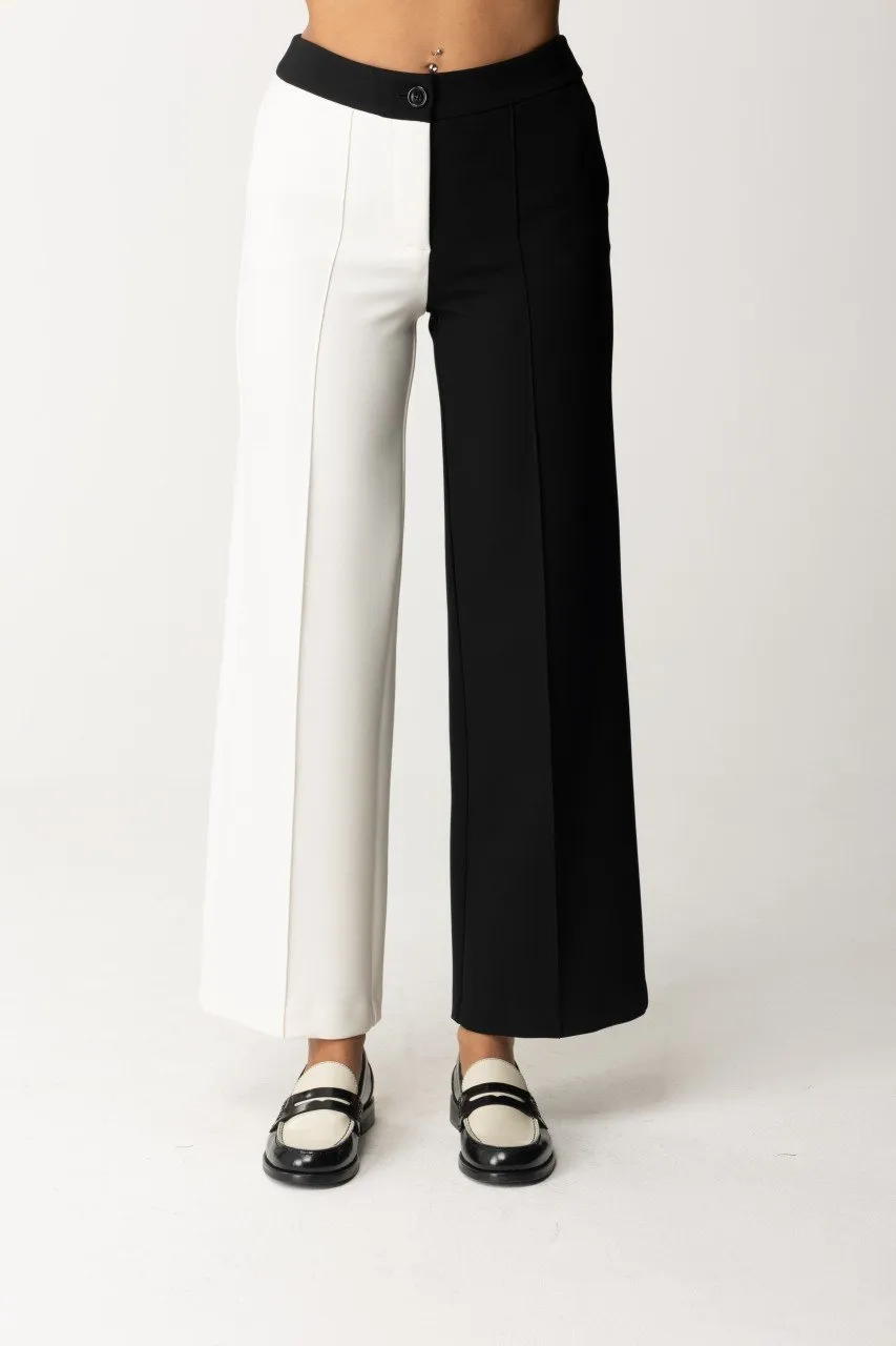 Pantaloni bicolore wide-leg NERO/WHITE CLOUD
