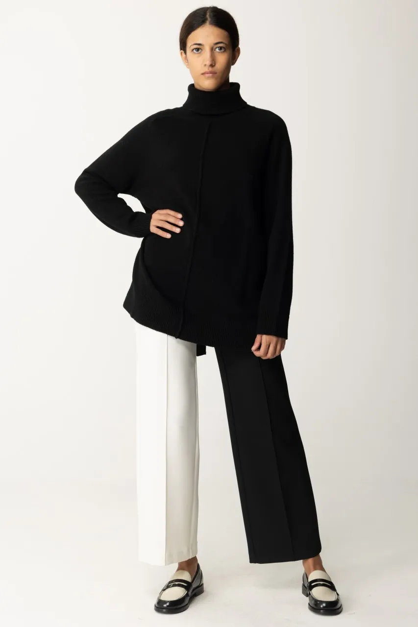 Pantaloni bicolore wide-leg NERO/WHITE CLOUD
