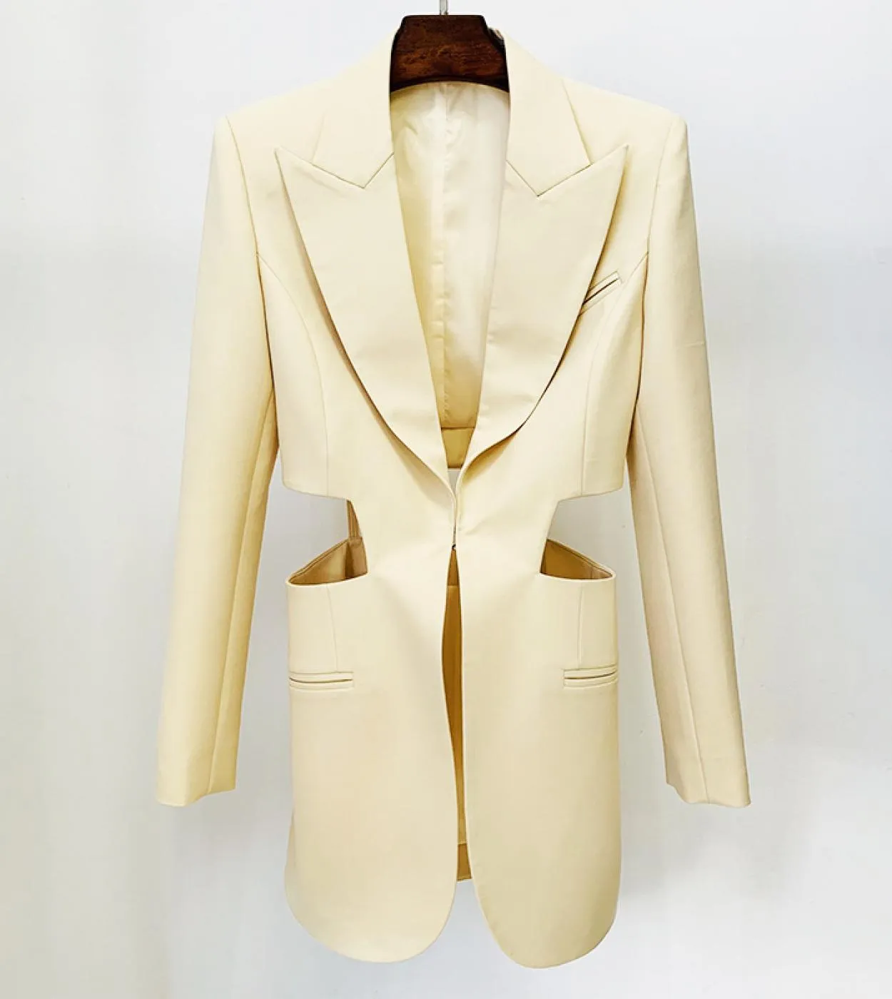 Pantaloni Blazer Set Maglia Scava Fuori Giacca Senza Schienale Pantaloni Dritti Blazer Cachi Abiti Per Donna Elegante Elegante D