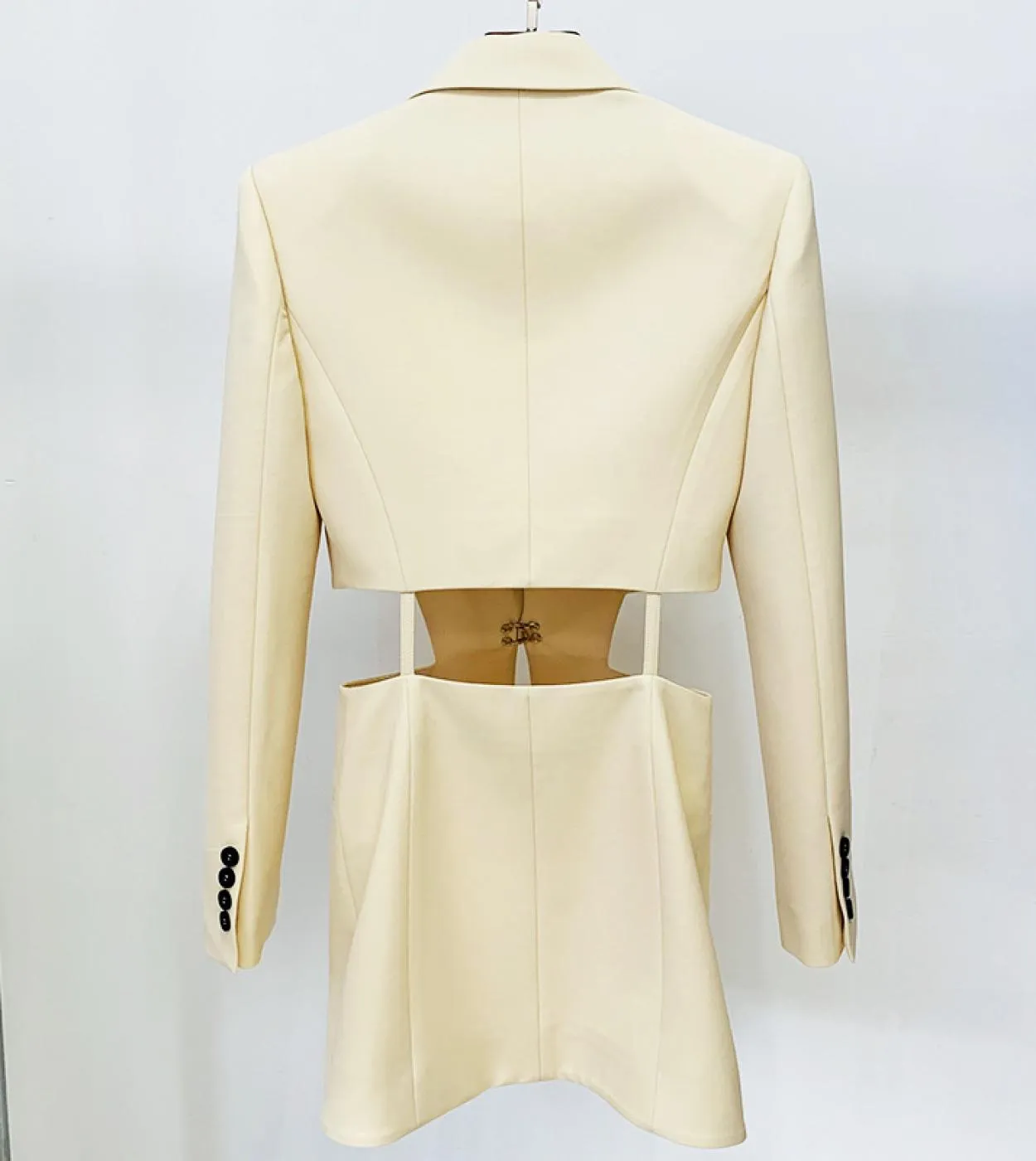 Pantaloni Blazer Set Maglia Scava Fuori Giacca Senza Schienale Pantaloni Dritti Blazer Cachi Abiti Per Donna Elegante Elegante D