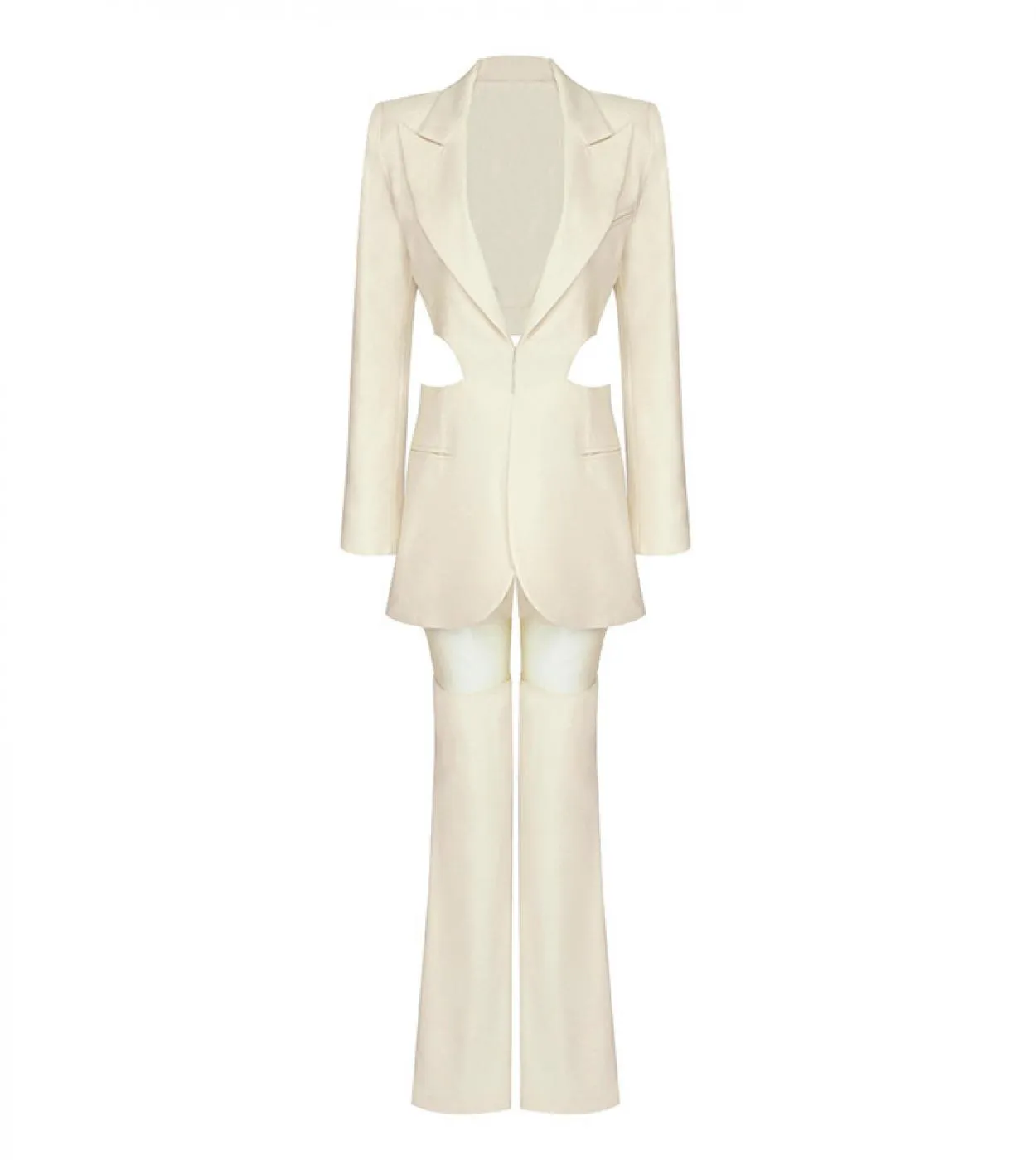 Pantaloni Blazer Set Maglia Scava Fuori Giacca Senza Schienale Pantaloni Dritti Blazer Cachi Abiti Per Donna Elegante Elegante D