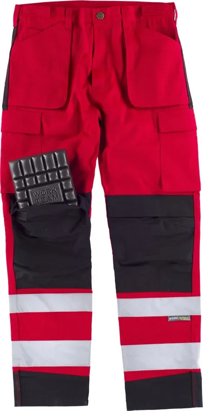 Pantaloni multi-tasca con nastri riflettenti rosso nero