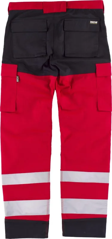 Pantaloni multi-tasca con nastri riflettenti rosso nero